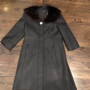Vintage mink collared black tapestry dress coat.